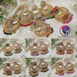Traditional Golden Colourful Lotus Earrings