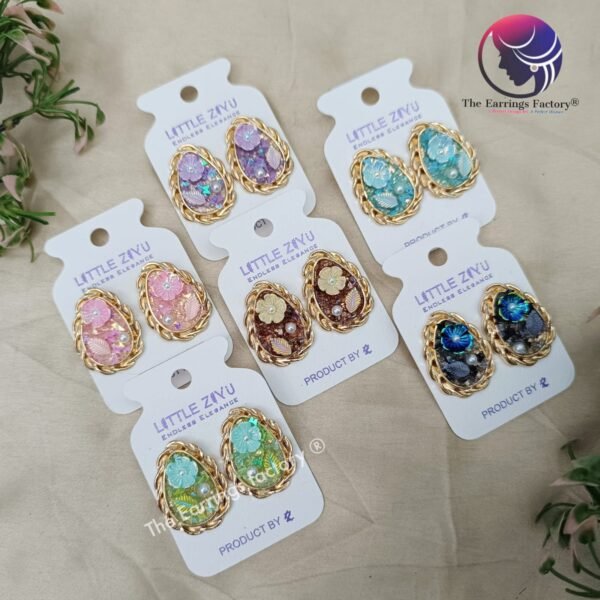 Premium Western Crystal Stone Floral Studs