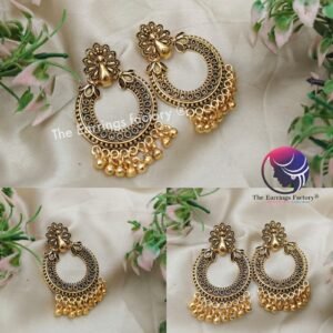 Traditional Golden Metal Beads Peacock Earrings
