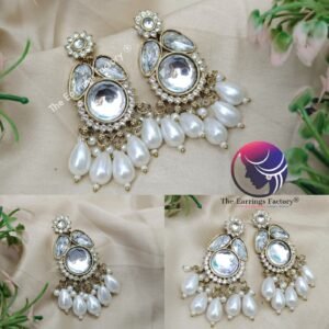 Party Wear Kundan Stone  Pearl Earrings