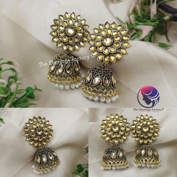 Traditional Golden Stone Jhumka