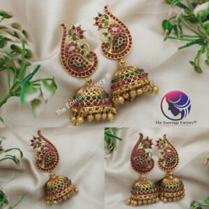 Traditional Antique Multi Stone Peacock Jhumka