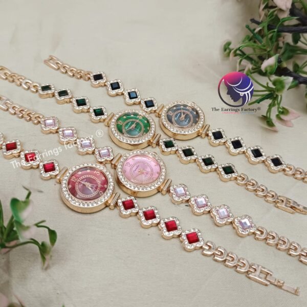 Stylish Crystal Stone Rose Gold Watch Bracelet