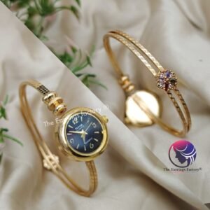 Premium Golden Openable Floral Stone Kada Watch Bracelet