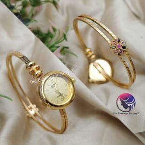 Premium Golden Openable Floral Stone Kada Watch Bracelet