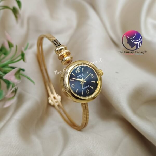 Premium Golden Openable Floral Stone Kada Watch Bracelet - Image 2