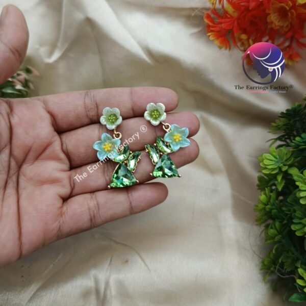 Premium Western Crystal Stone Floral Earrings - Image 2