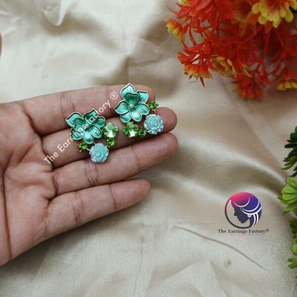 Premium Western Crystal Stone Floral Studs - Image 2