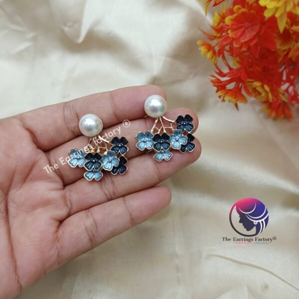 Premium Western Pearl Floral Earrings - Image 2
