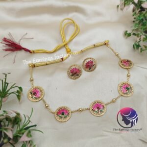 Trending Antique Lotus Neckset With Earrings