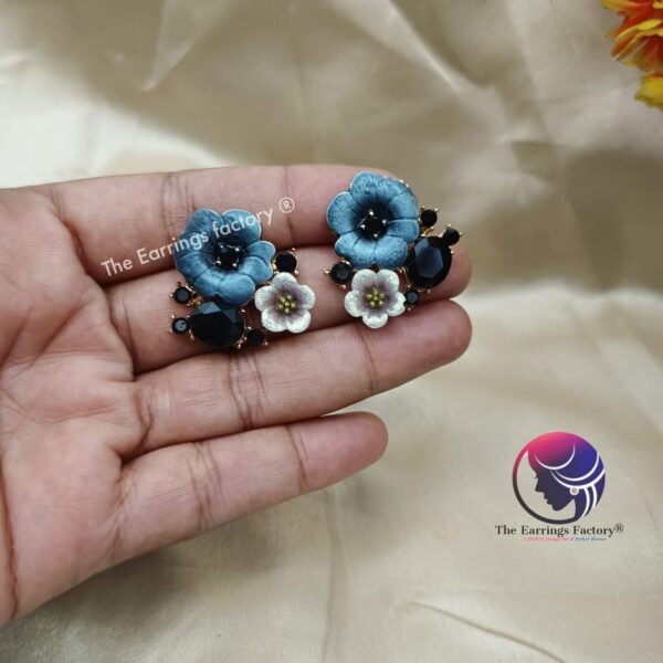 Premium Western Crystal Stone Floral Studs - Image 2