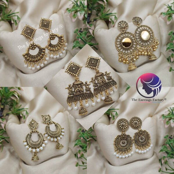 Traditional Golden Dangle Earrings - Image 2