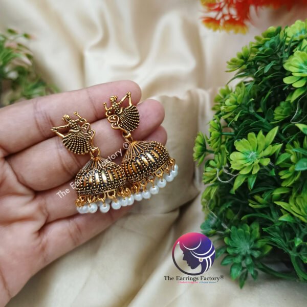 Traditional Golden | Black Doll Jhumka - Image 3