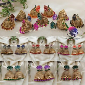 Traditional Golden Colourful Lotus Jhumka
