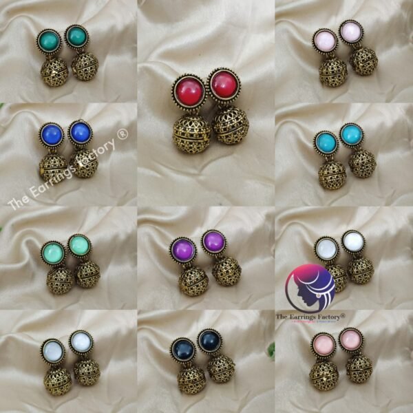 Trending Golden ball Drop Stone Earrings - Image 2