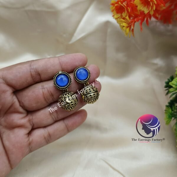 Trending Golden ball Drop Stone Earrings - Image 3