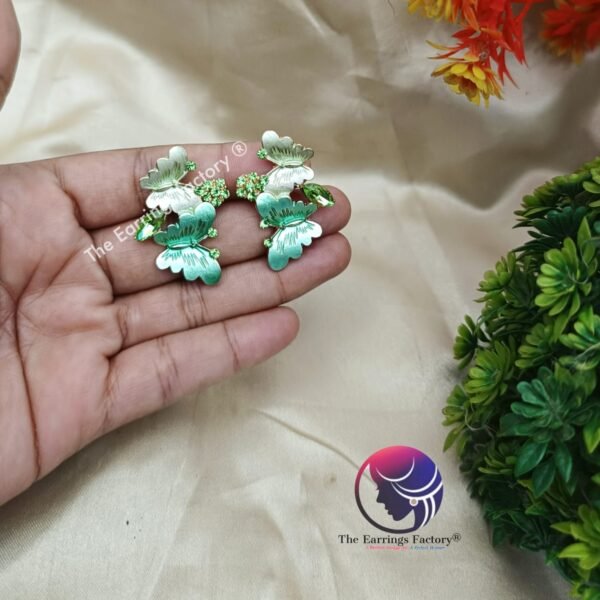 Premium Western butterfly Crystal Stone Floral Earrings - Image 2
