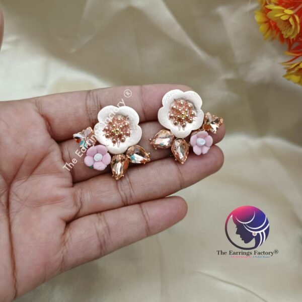 Premium Western Crystal Stone Floral Studs - Image 2
