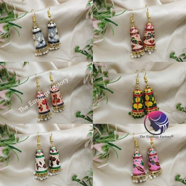 Weightless Hand Painted Meenakari Hook Jhumka - Image 2