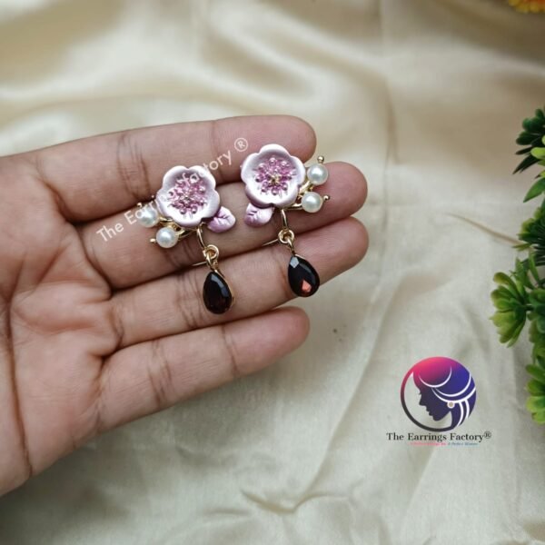 Premium Western Crystal Stone Floral Earrings - Image 2
