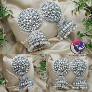 Trending Silver | wedding | Party wear Big Stone Jhumka