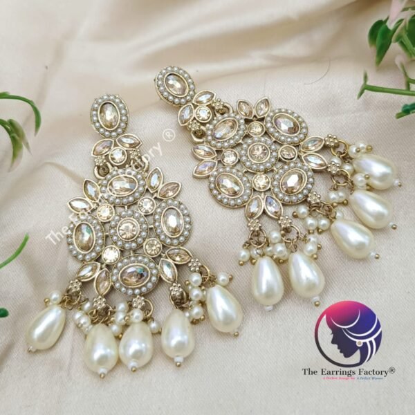 Weightless Kundan Pearl | wedding | Party wear Earrings - Image 3