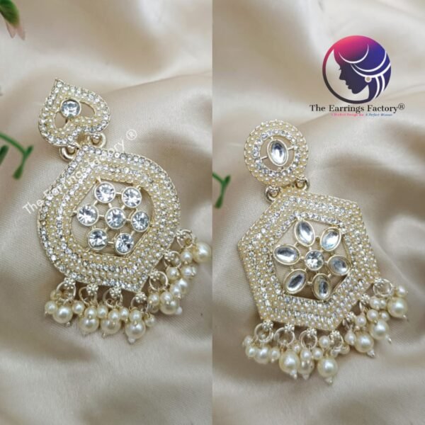 Weightless Kundan Pearl | wedding | Party wear Earrings - Image 2