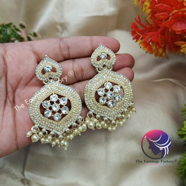 Weightless Kundan Pearl | wedding | Party wear Earrings - Image 3