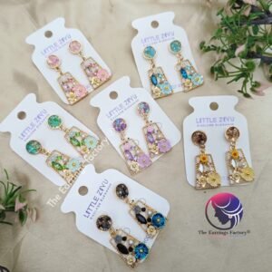 Premium Western Crystal Stone Floral Pearl Earring