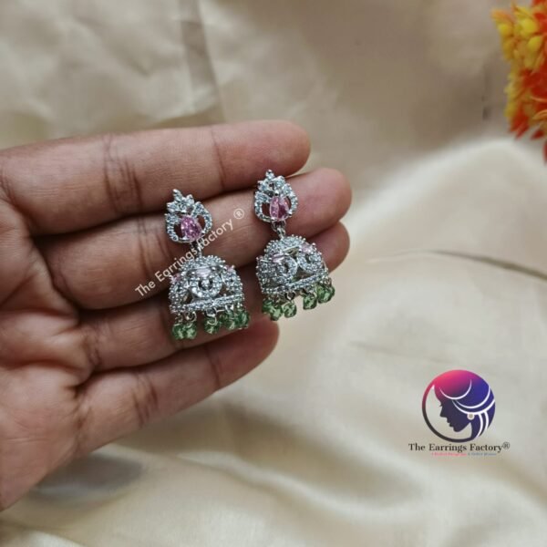 Daily Wear Ad Stone SilverJhumka - Image 2