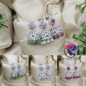 Daily Wear Ad Stone SilverJhumka