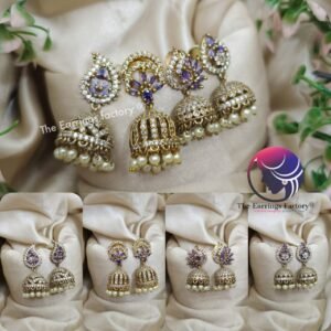 Daily Wear AD Stone Golden Jhumka
