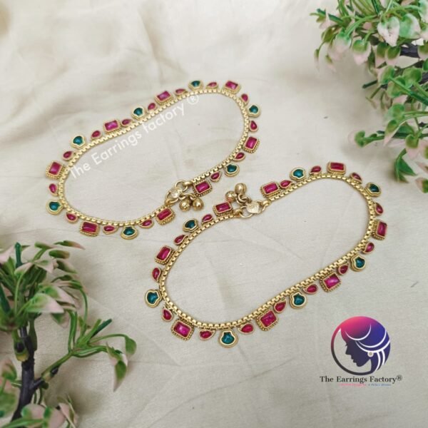 Traditional Antique Multi Stone Anklet - Image 2