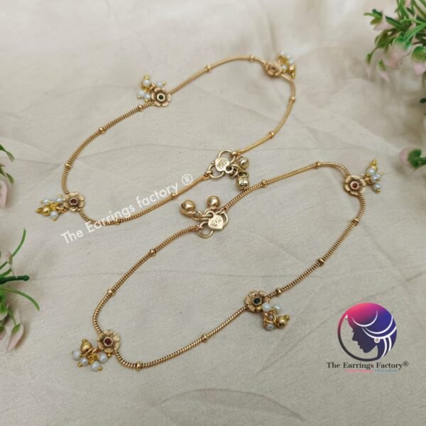 Traditional Antique Floral Stone Anklet - Image 2
