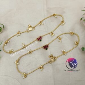 Traditional Antique Pearl Beads Lotus Anklet