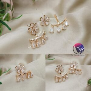 Trending Korean Two Wear Golden AD Stone Stud Earrings