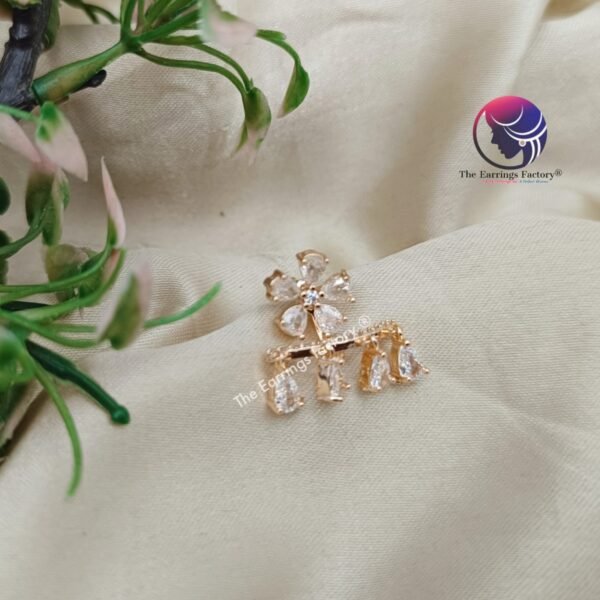 Trending Korean Two Wear Golden AD Stone Stud Earrings - Image 2