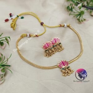 Trending Antique Lotus Neckset With Earrings