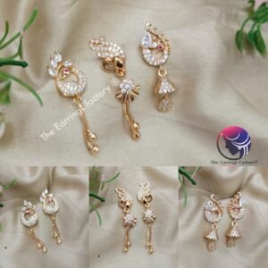 Daily Wear AD Stone Golden Peacock Earrings
