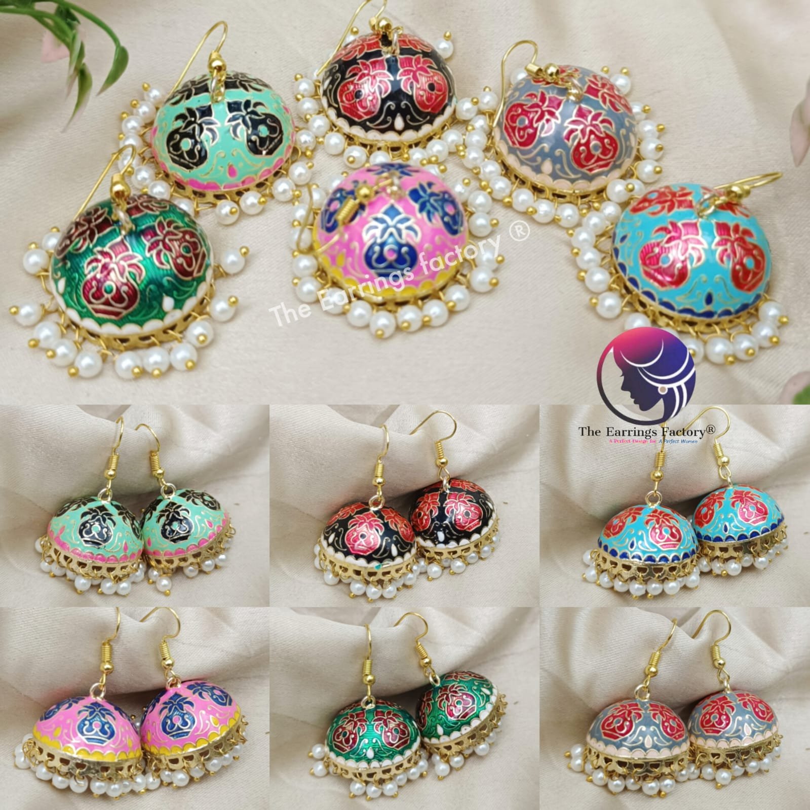 Trending Weightless Hand Painting Meenakari Hook Jhumka