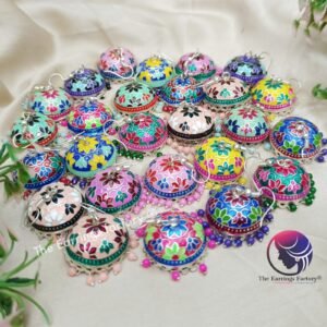 Trending Silver Weightless Hand Painting Meenakari Hook Jhumka