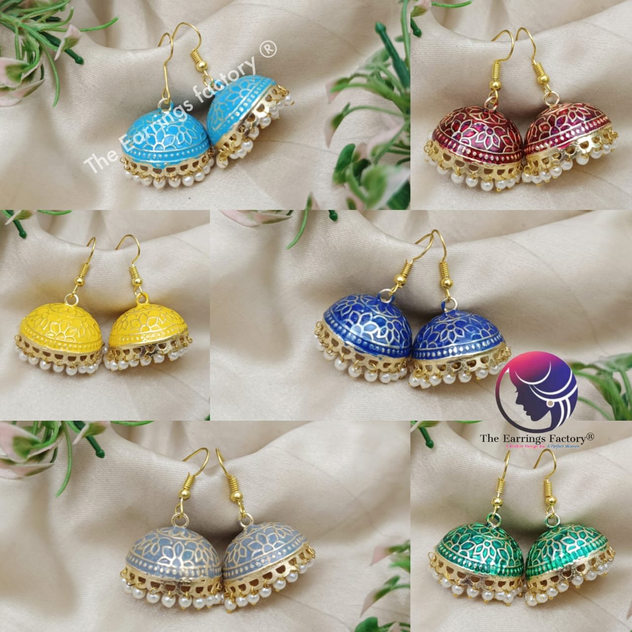 Trending Golden Weightless Hand Painting Meenakari Hook Jhumka