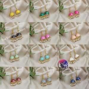 Trending Golden Weightless Hand Painting Meenakari Hook Jhumka