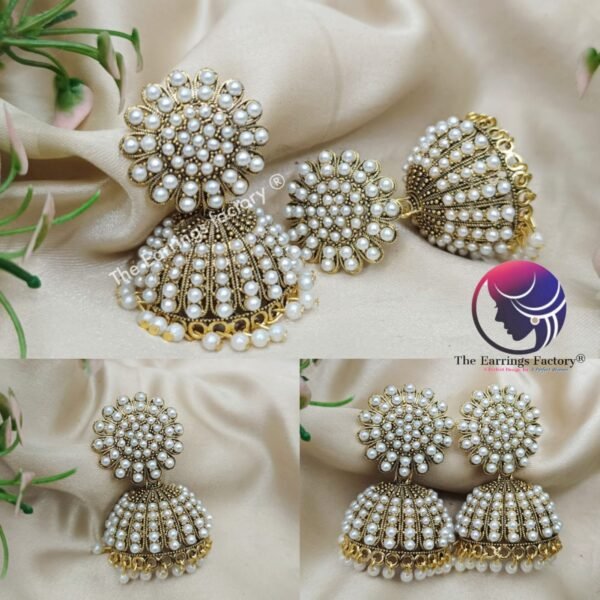Traditional Golden Pearl Jhumka