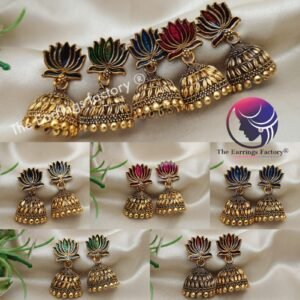 Traditional Golden Lotus Jhumka