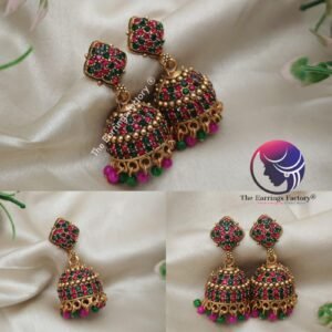 Traditional Golden Multi Stone Jhumka
