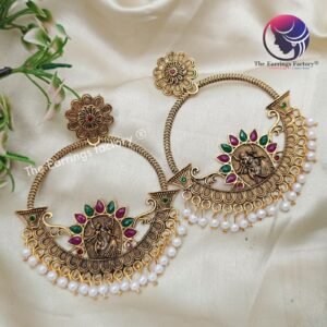 Trending Big Size Chandbali Golden Multi Stone Earrings