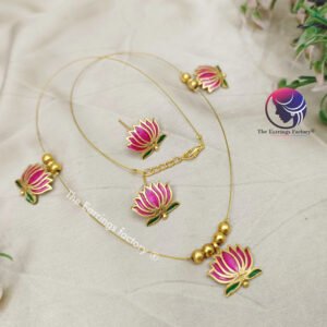 Trending Invisible Golden Lotus Necklace With Earrings