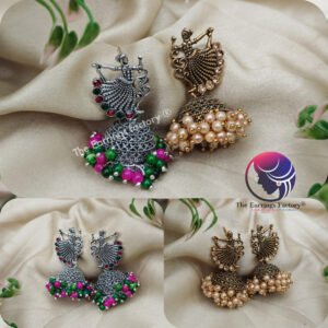 Traditional Golden | Silver Pearl Beads Doll Jhumka