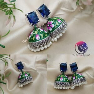 Trending Oxidized Hand Painted Meenakari Stone Jhumka